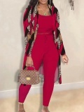 LW Plus Size Leopard Print Drawstring Three Piece Pants Set