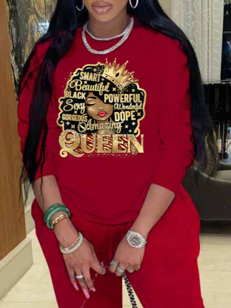 LW Plus Size Crown Queen Letter Print Sweatshirt