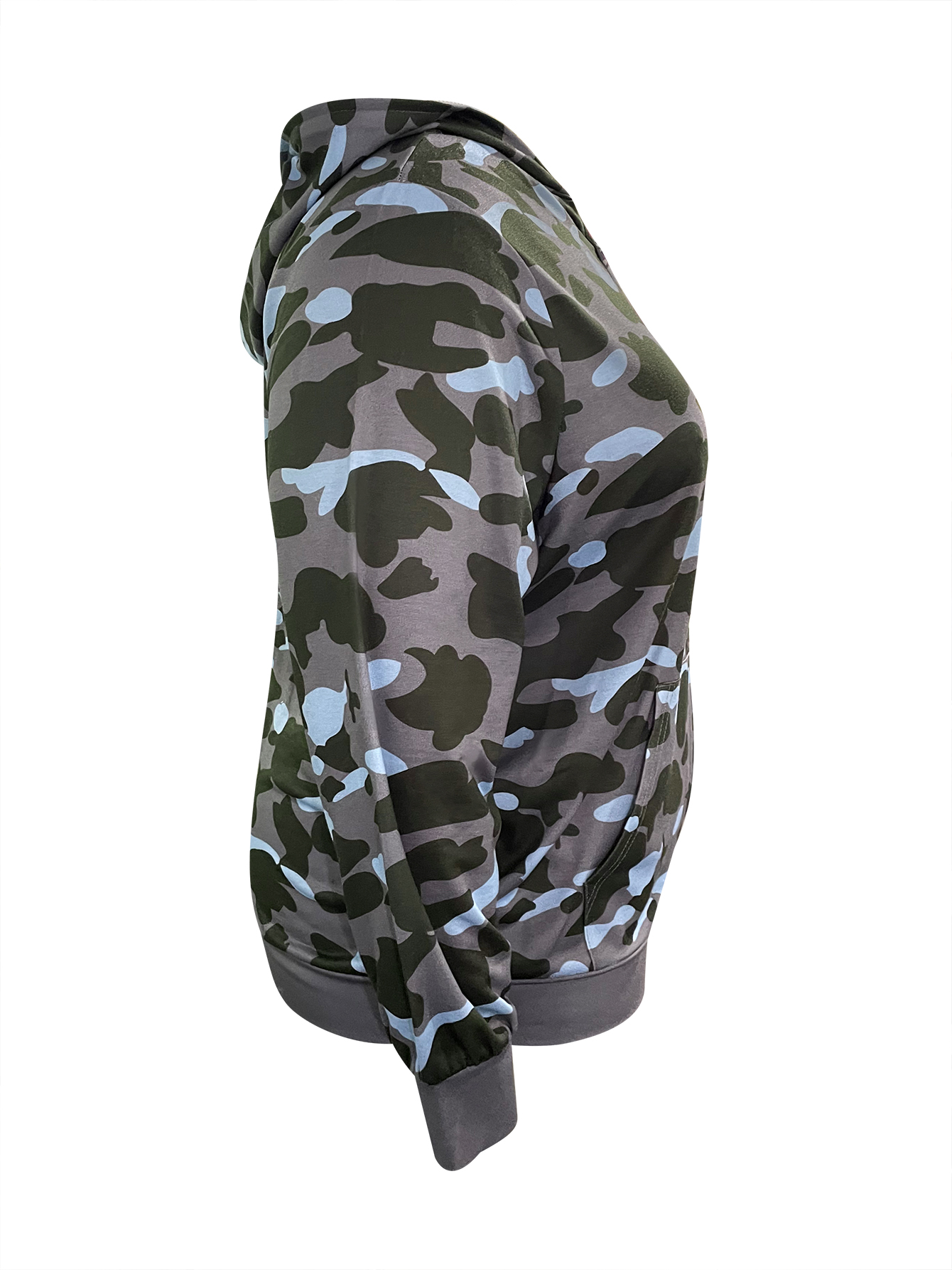 LW Plus Size Camo Print Kangaroo Pocket Jacket 2X