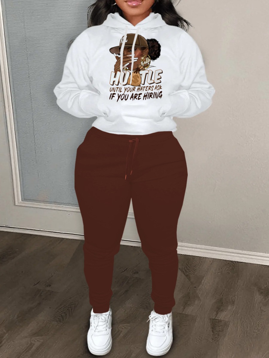 LW Plus Size Figure Letter Print Kangaroo Pocket T