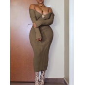 LW BASICS Off The Shoulder Rib Knit Bodycon Dress