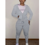 LW BASICS Plus Size Kangaroo Pocket Drawstring Tra