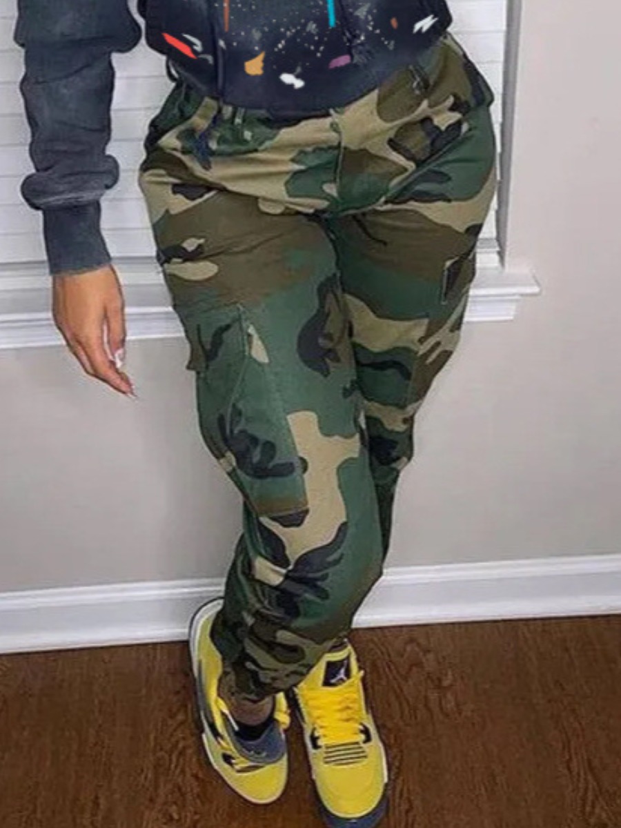 LW Camo Print Side Pocket Cargo Pants