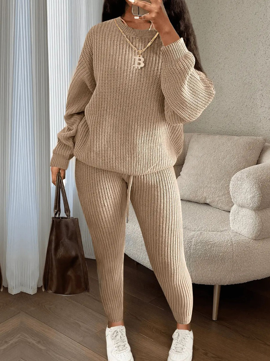 LW BASICS Dropped Shoulder Drawstring Pants Set