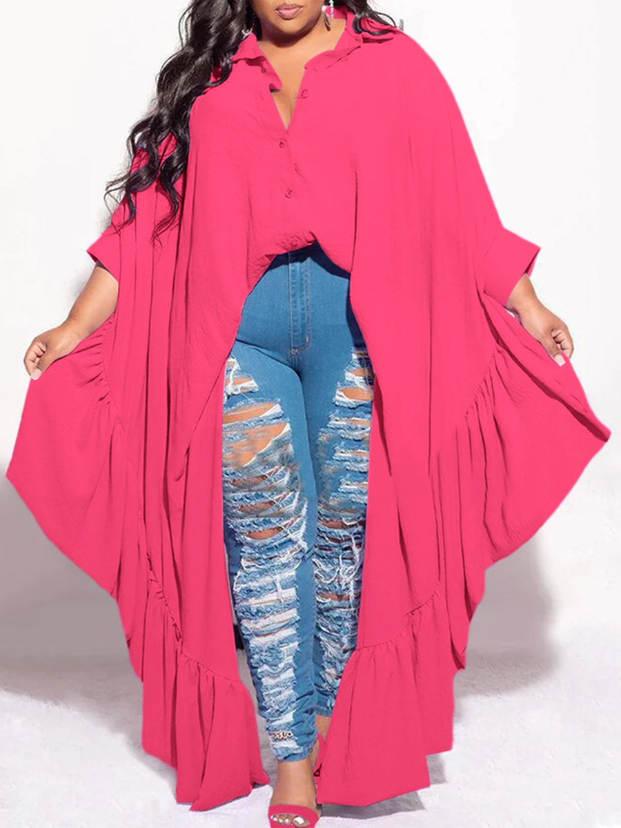 LW Plus Size Batwing Sleeve Shirt Loose Dress