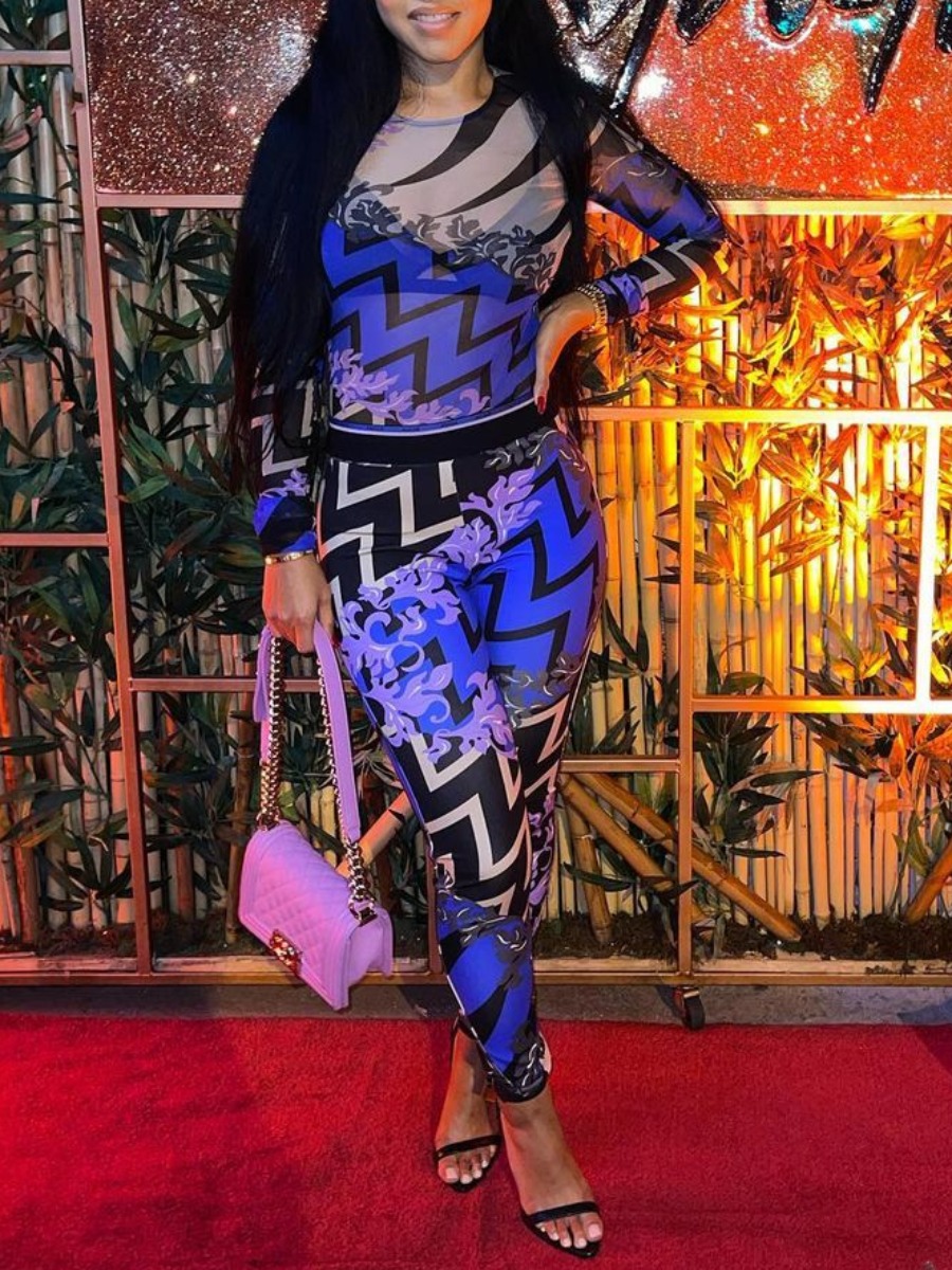 LW Geometric Floral Print Skinny Jumpsuit