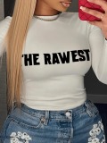 LW Pattern Letter Print Skinny T-shirt
