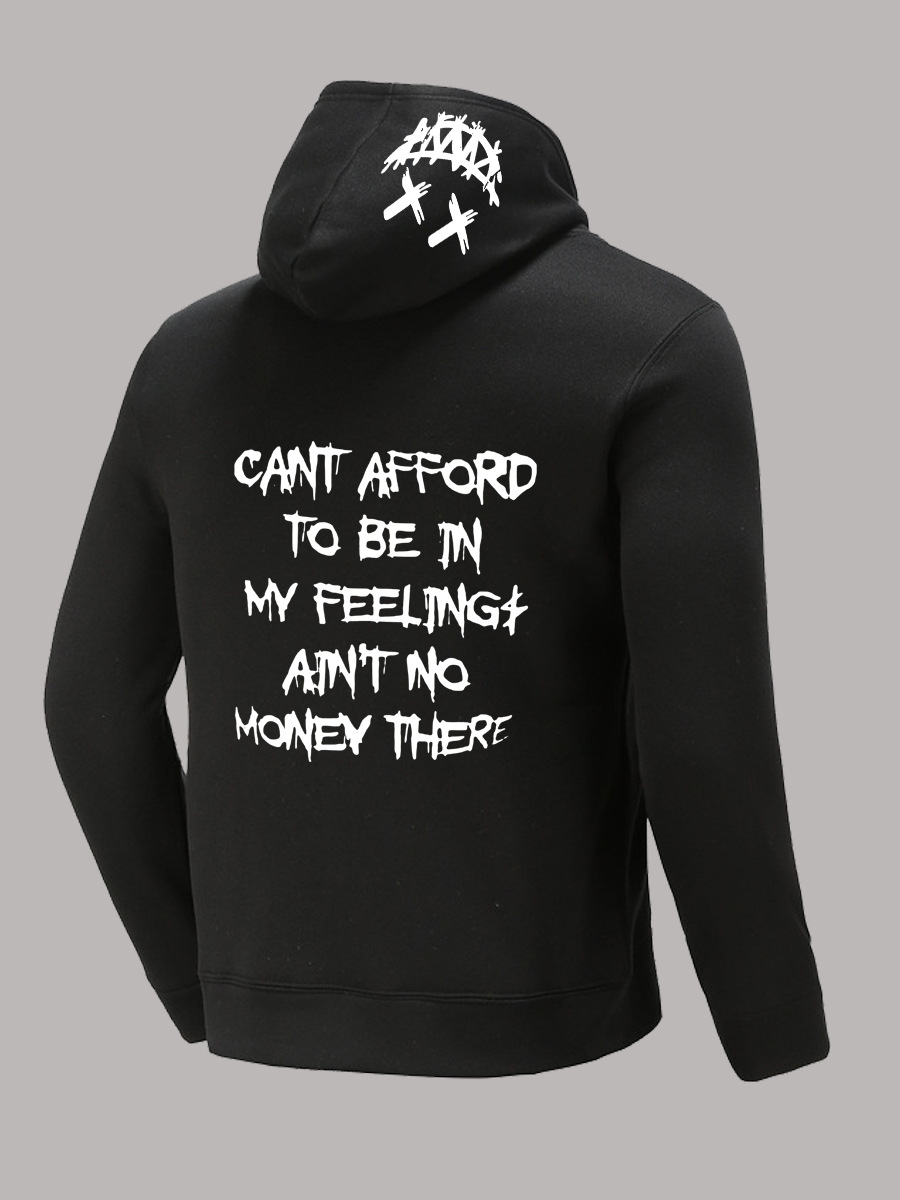 LW Men Hooded Collar Letter Print Hoodie