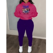 LW Plus Size Cartoon Letter Print Kangaroo Pocket 