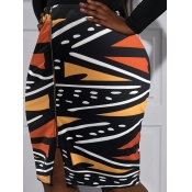 LW Plus Size Geometric Print Slit Skirt