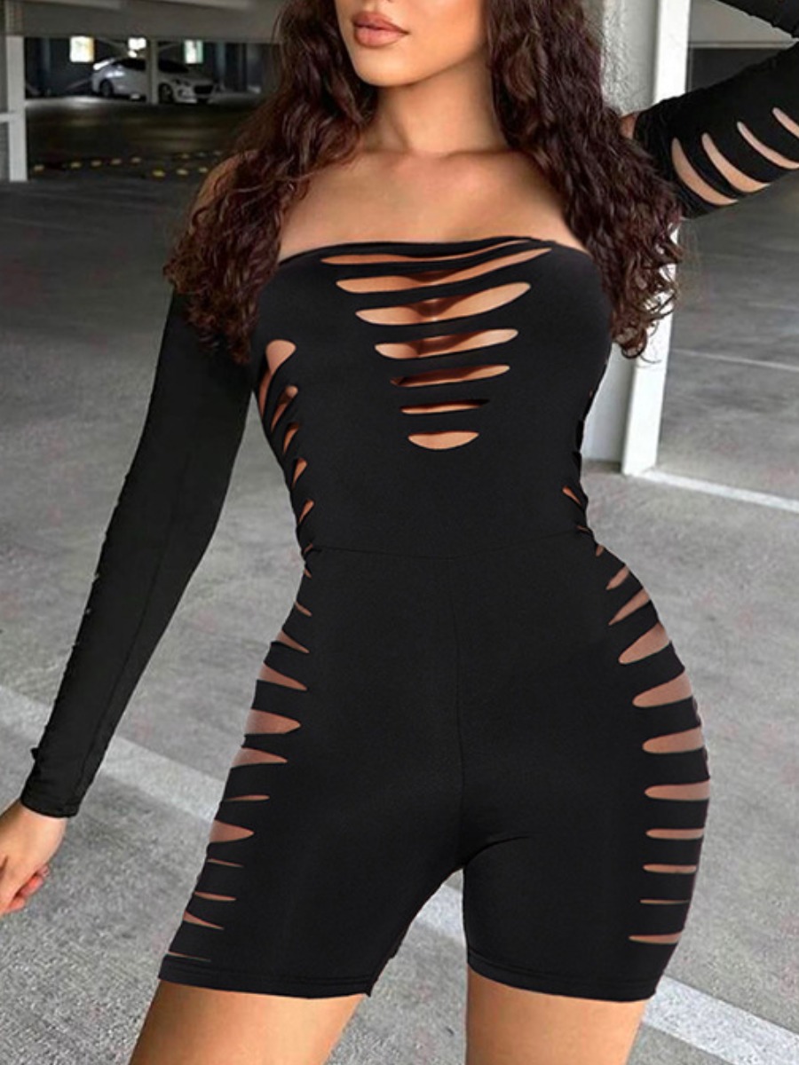 LW SXY Off The Shoulder Cut Out Skinny Romper