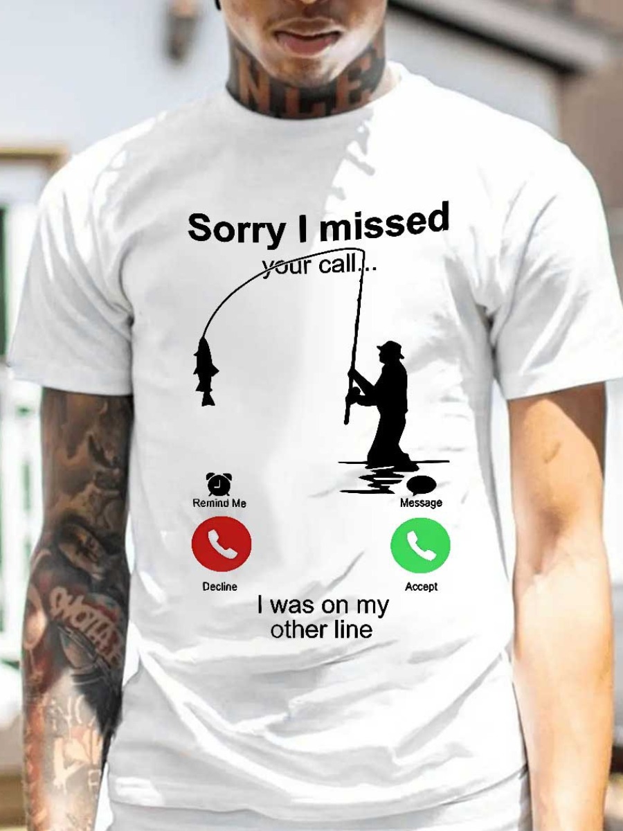 LW Men Round Neck Letter Print T-shirt