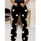 LW High Waist Heart Print Flared Pants