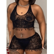 LW SXY Plus Size See Through Lace Tassel Design Sk