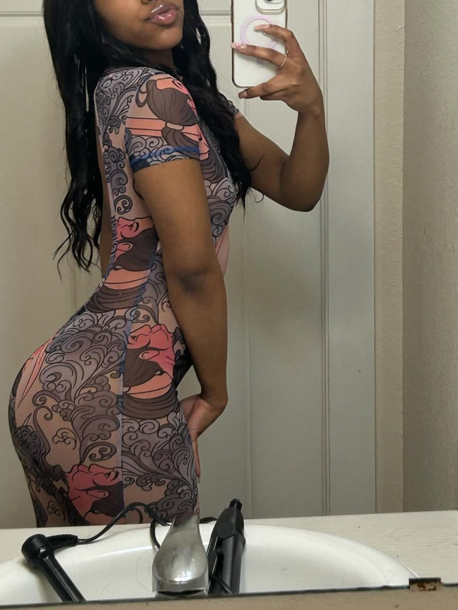 LovelyWholesale SXY Mixed Print Backless Skinny Jumpsuit Spring|Summer Short Sleeve Sxy Mock Neck Spring Summer 2024