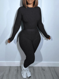LW Round Neck Plain Skinny Pants Set