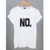 LW Plus Size Casual Letter Print White T-shirt