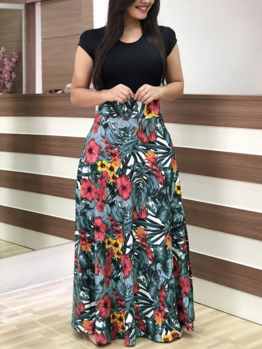 LW Plus Size Floral Print A Line Dress