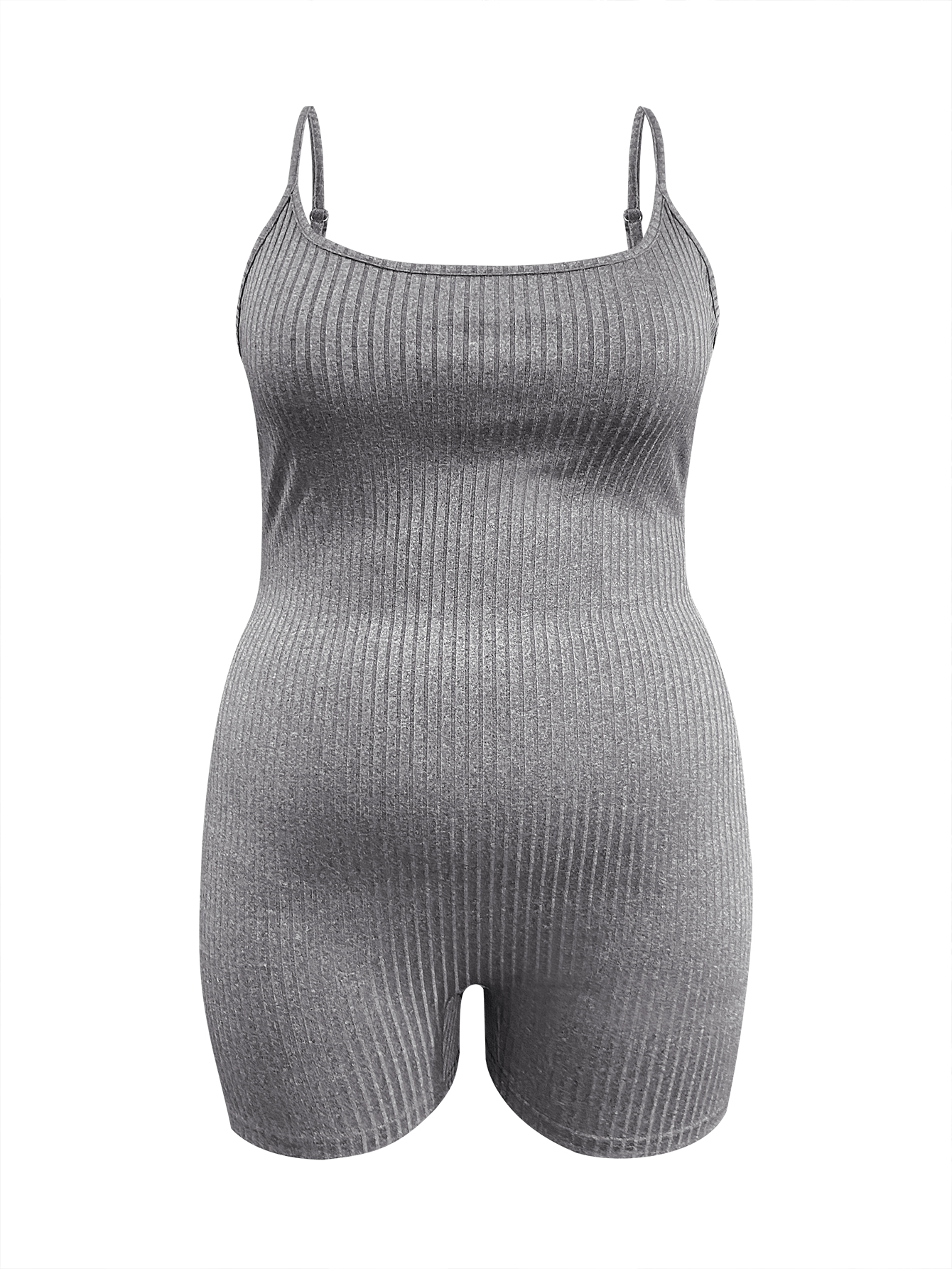 LW BASICS Plus Size Rib Knit Cami Romper 2X