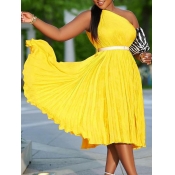 LW Plus Size One Shoulder Pleated A Line Dress
