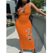 LW BASICS Plus Size Rhinestone Heart Decor Bodycon