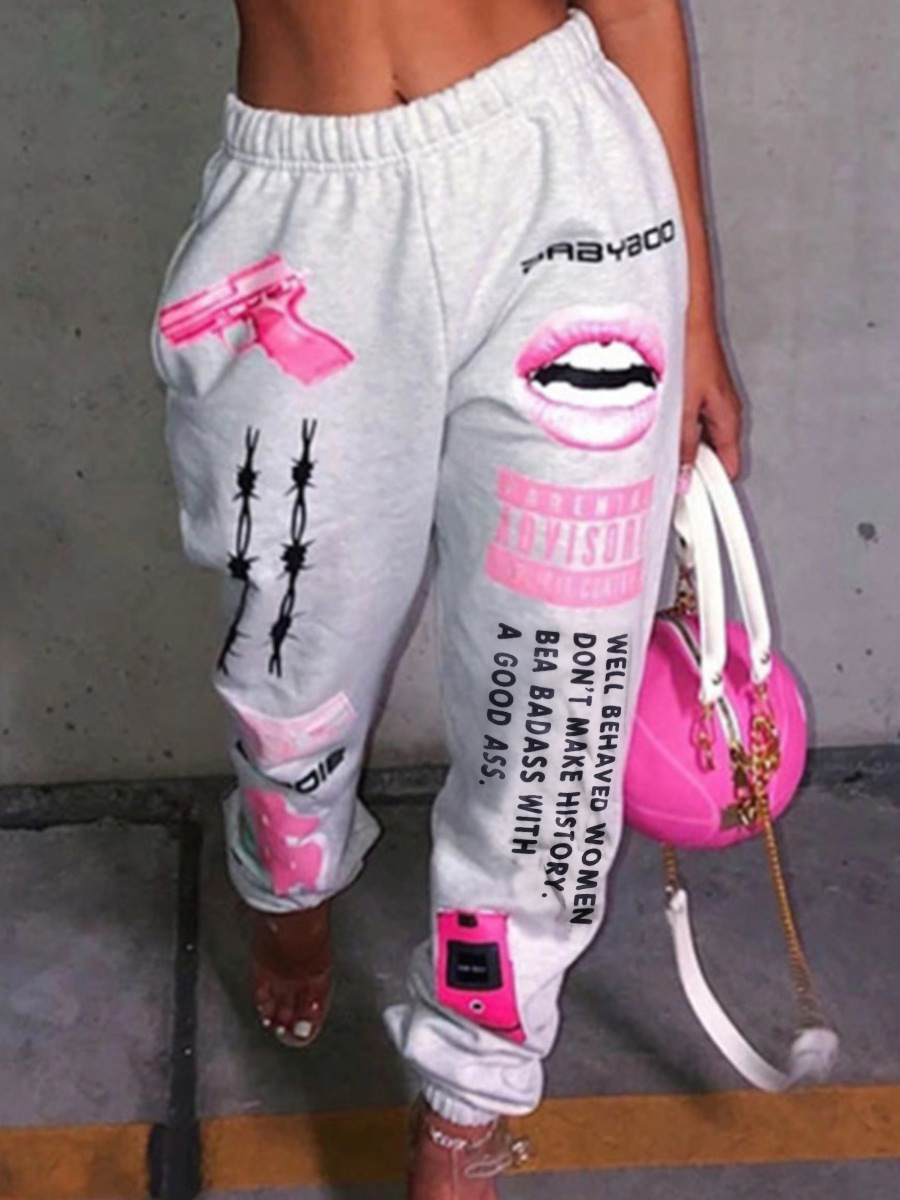 LW Plus Size Lip Letter Print Sweatpants 5X