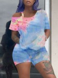 LW Tie Dye Cut Out Shorts Set