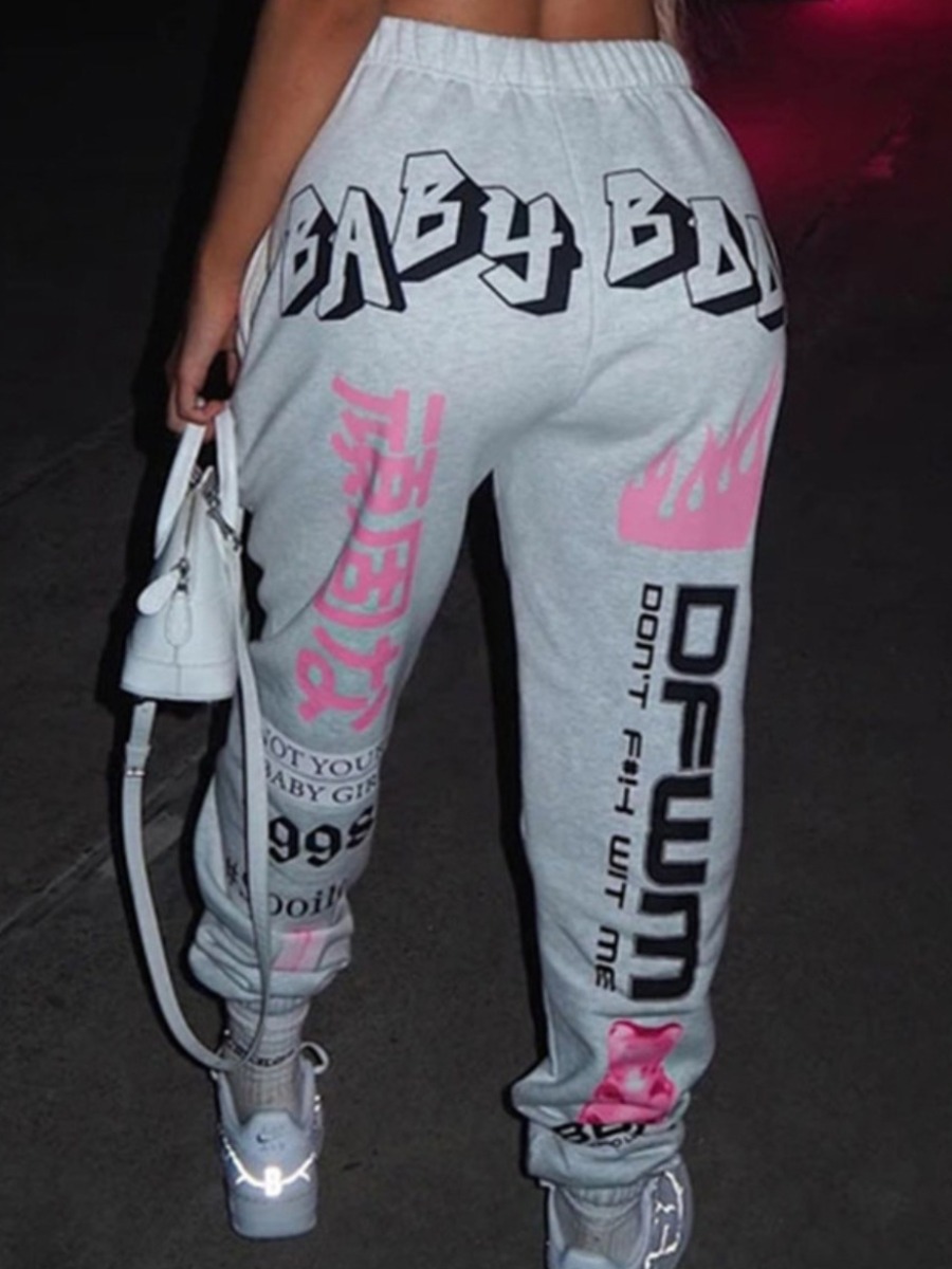 LW Plus Size Lip Letter Print Sweatpants 5X