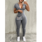 LW Zipper Design Skinny Jumpsuit