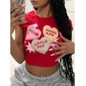 LW Heart Star Letter Print T-shirt