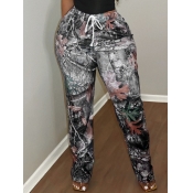 LW BASICS Plus Size Mixed Print Drawstring Pants