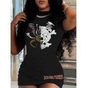 LW Figure Letter Print Bodycon Dress