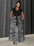LW BASICS Plus Size Floral Print Bandage Design A Line Dress