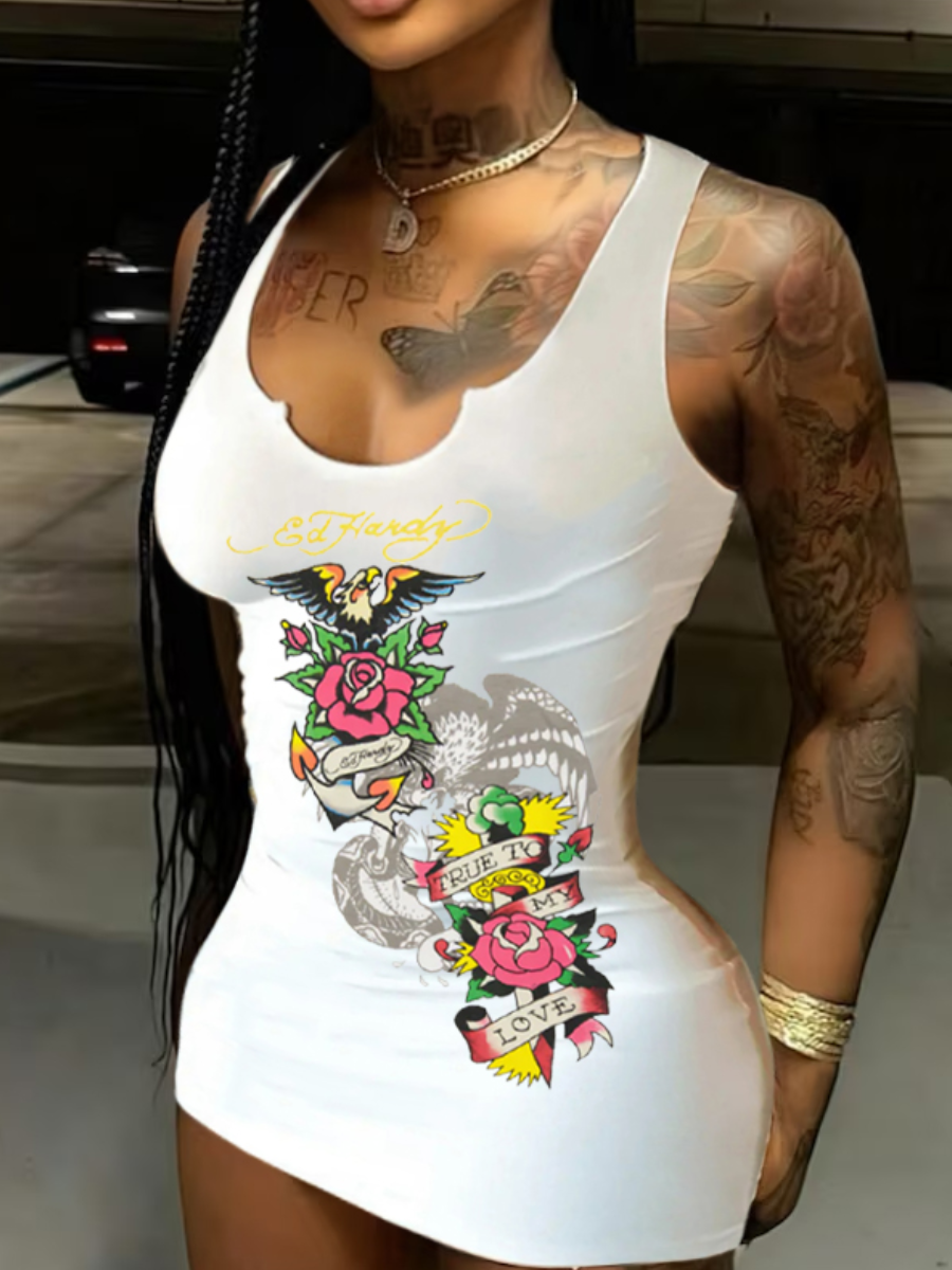 LW Floral Letter Print Cami Dress