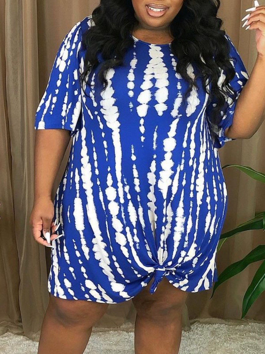 LW Plus Size Round Neck Tie Dye Dress
