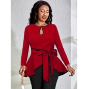 LW BASICS Plus Size Bandage Design Cut Out T-shirt