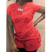 LW Heart Letter Print Shorts Set