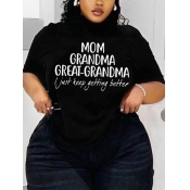 LW Plus Size Round Neck Letter Print T-shirt
