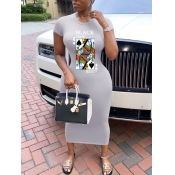 LW Poker Queen Letter Print Bodycon Dress