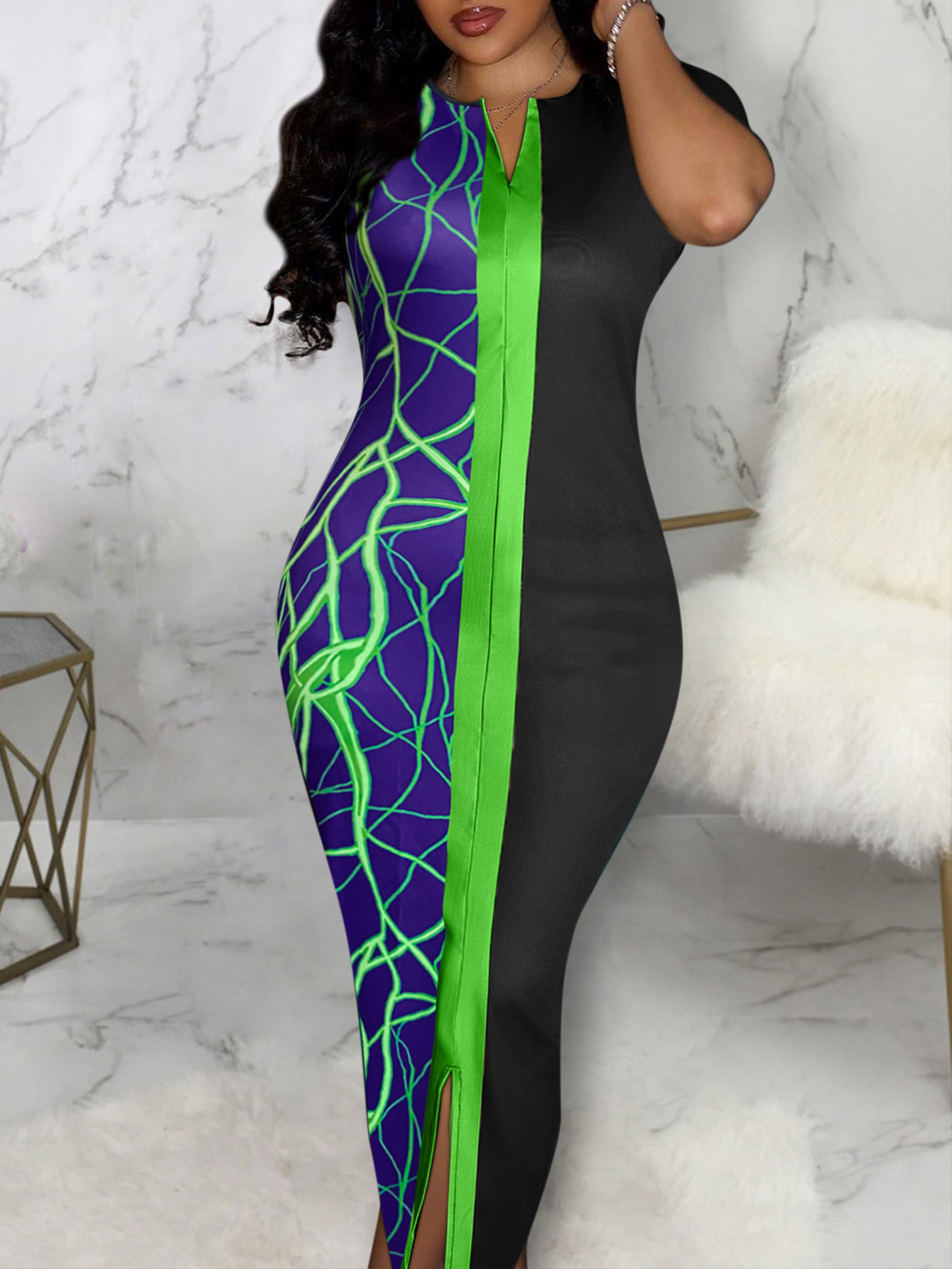 LW BASICS Color Contrast Midi Dress