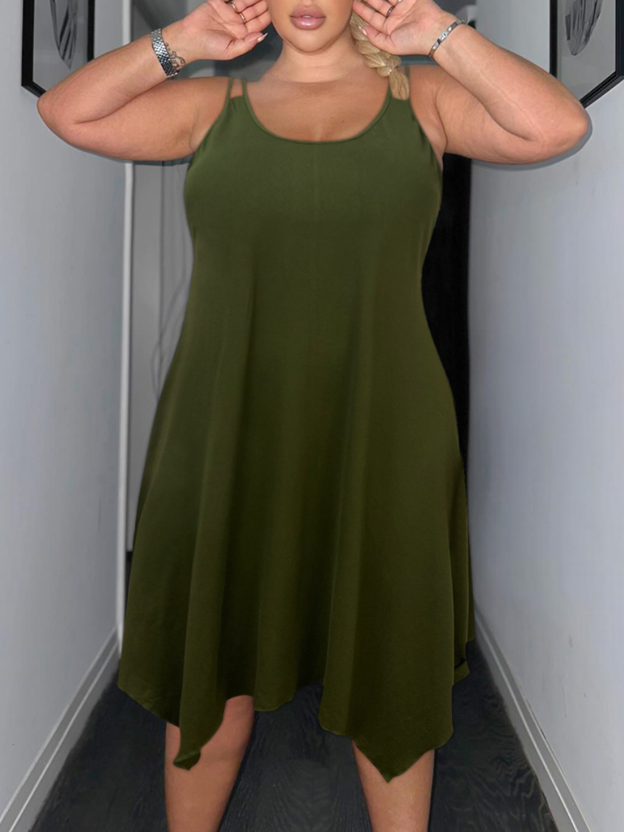 LW Plus Size Asymmetrical Plain Cami Dress