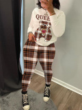 LW Teddy Bear Queen Plaid Print Pants Set
