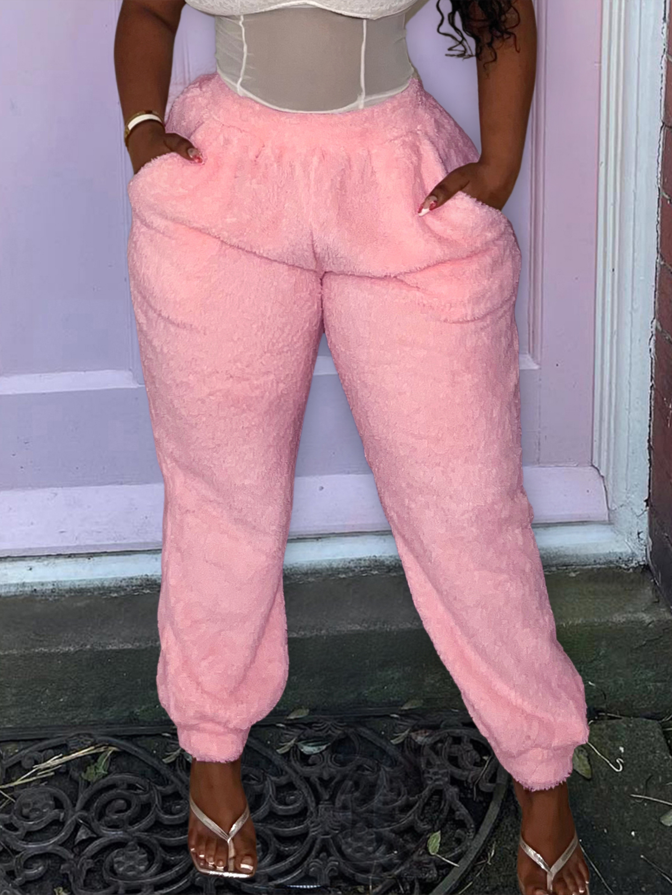LW Plus Size Plush Pocket Design Pants