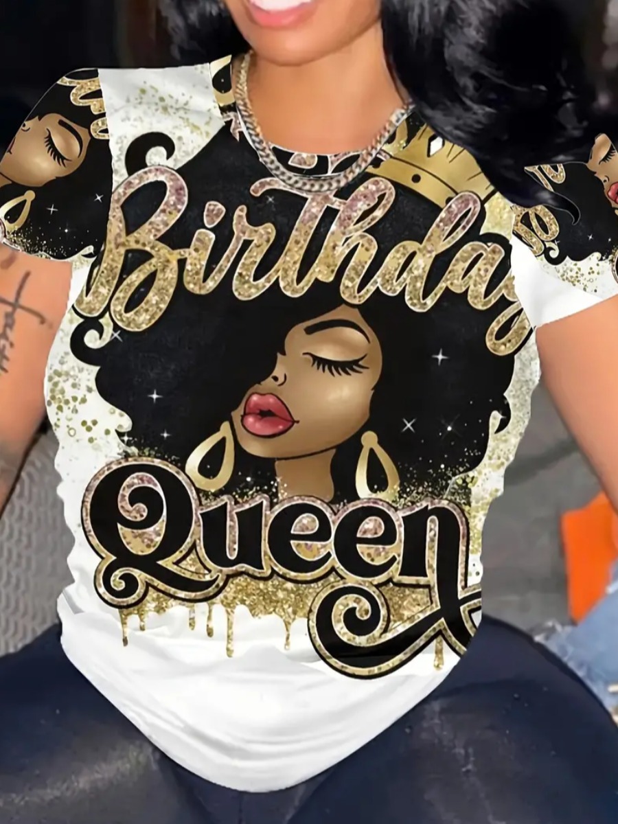 LW Figure Queen Letter Print T-shirt