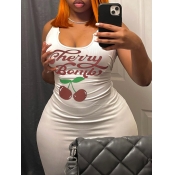 LW Fruit Letter Print Bodycon Cami Dress