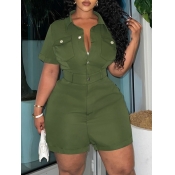 LW Plus Size Button Pocket Design Cargo Romper
