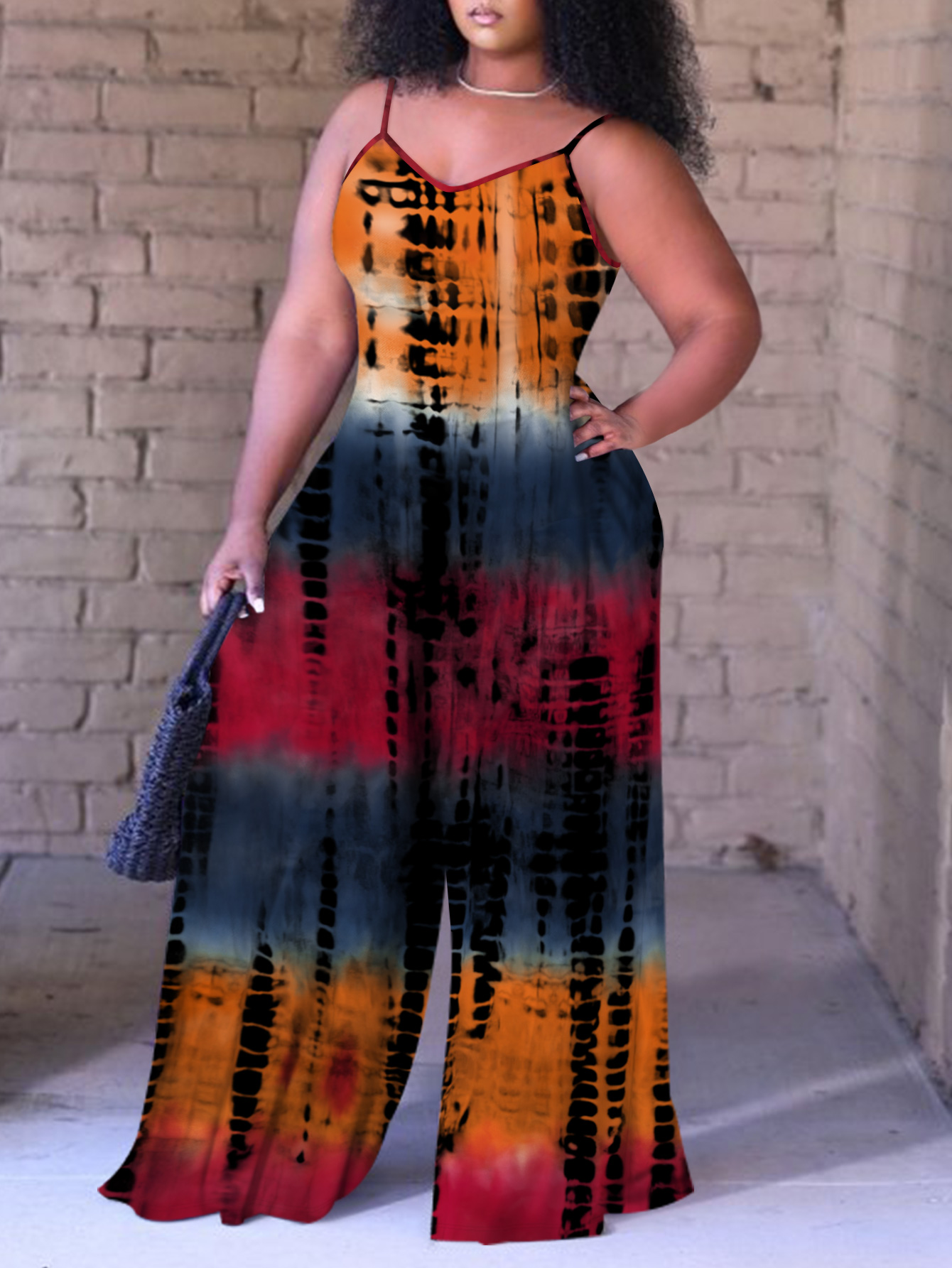 LW BASICS Plus Size Tie Dye Cami Jumpsuit