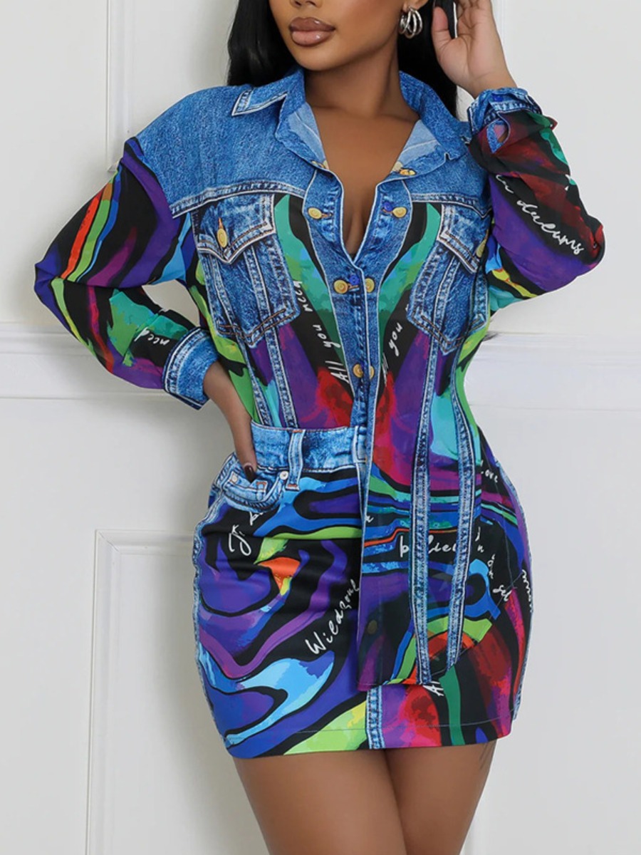 LW Pattern Print Two-piece Skirt Set