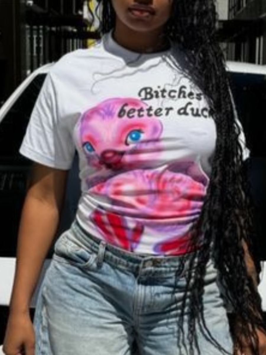 LW Pattern Cartoon Print T-shirt