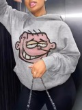 LW Pattern Cartoon Print Hoodie